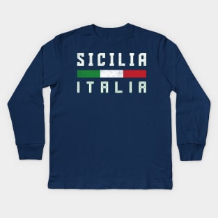 Sicilia / Italian Region Typography Design Kids Long Sleeve T-Shirt